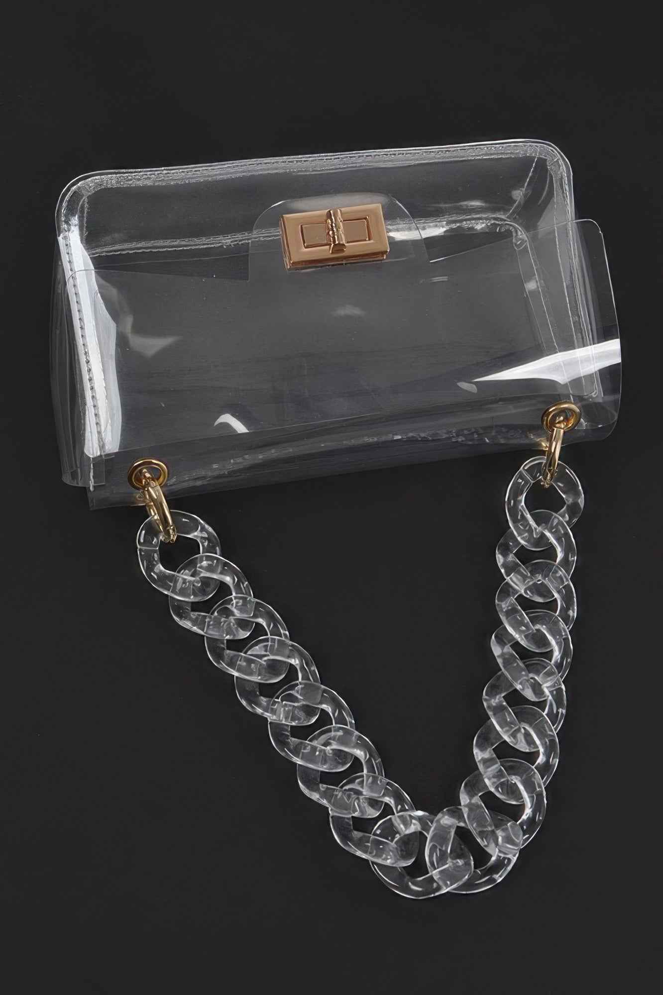 Cross Chain Body Visibly Clear Clutch