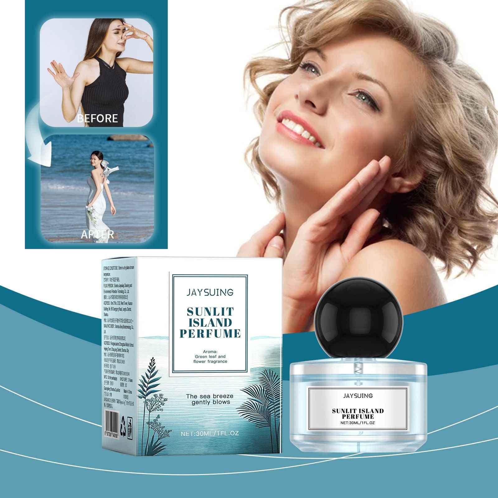 Jaysuing Sunlit lsland Perfume, Fresh Vitality Meet Romantic Dating Atmosphere Lasting Fragrance